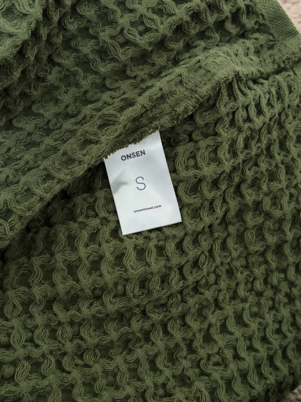 Onsen Supima Waffle Bath Robe, Forest Green, Size S, Unisex - Picture 7 of 9